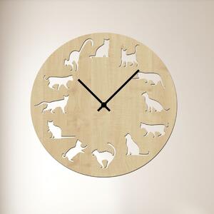 Dřevo života | Nástěnné KOČIČÍ hodiny | Barva: Světlý dub | Velikost hodin: 35x35