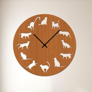 Dřevo života | Nástěnné KOČIČÍ hodiny | Barva: Ořech | Velikost hodin: 35x35