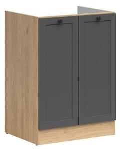 Kuchyňská skříňka Junona Ramka dřezová 60 cm, dub bernstein/grafit