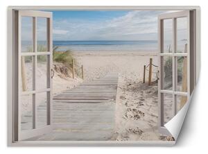 Fototapeta Okno - pohled na pláž Materiál: Vliesová, Rozměry: 140 x 100 cm
