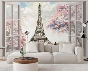 Fototapeta Okno s výhledem na Eiffelovu věž Materiál: Vliesová, Velikost: 140 x 100 cm