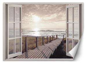 Fototapeta Okno - molo na pláž Materiál: Vliesová, Rozměry: 140 x 100 cm