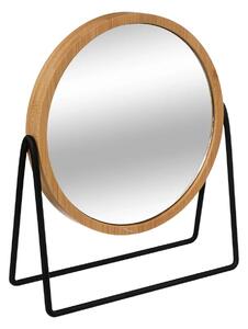 Stolní zrcadlo Bamboo, černé/s dřevěnými prvky