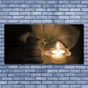 Akrylový obraz Svíčka Kameny Umění 120x60 cm