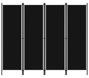 4dílný paraván černý 200 x 180 cm