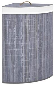 Rohový bambusový koš na prádlo šedý 60 l
