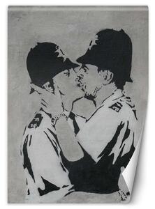 Fototapeta Líbání policistů, Banksy nástěnná malba Materiál: Vliesová, Rozměry: 100 x 140 cm