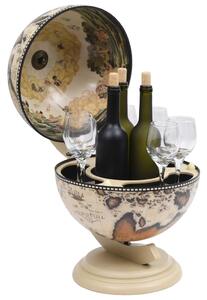 Stolní globus bar stojan na víno eukalyptové dřevo bílý