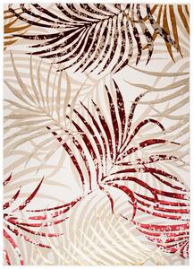 Makro Abra Kusový koberec GOLDEN NA44L Listí Moderní krémový červený Rozměr: 120x170 cm