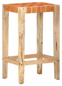 Barové stoličky 2 ks hnědé pravá kůže 75 cm