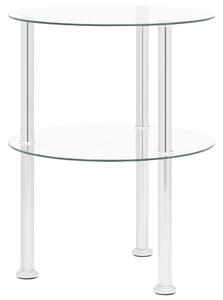 322787 2-Tier Side Table Transparent 38 cm Tempered Glass