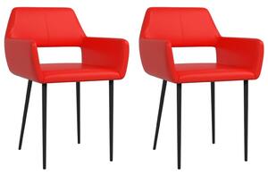 Jídelní židle 2 ks červené umělá kůže