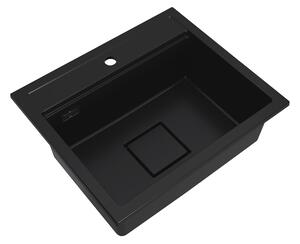 Gamma Quadro 5850, 1-komorový granitový dřez 580x495x220 mm, černá, GMA-ZLE000229