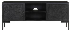 TV stolek černý 115 x 30 x 46 cm masivní mangovníkové dřevo