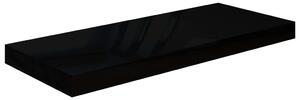 Plovoucí nástěnná police černá vysoký lesk 60x23,5x3,8 cm MDF