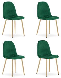 Židle – Leobert – Padva – zelený samet/dubové nohy – 44,5 × 53 × 87 cm – sada 4 kusů