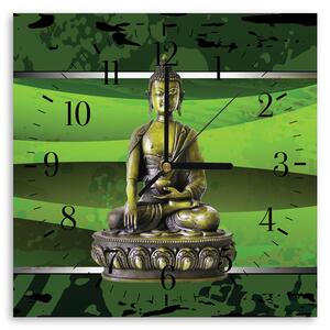 Hodiny na zeď Buddha mezi zelení Rozměry: 40 x 40 cm