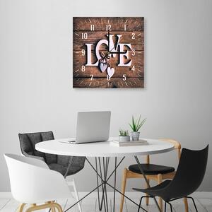 Hodiny na zeď Love on dark boards Rozměry: 40 x 40 cm