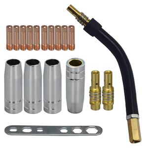 Kontaktní hrot 0,8 mm, závit M6, držák hrotů, difuzor a ochranný kryt, 18 kusů, pro svařovací hořák MIG
