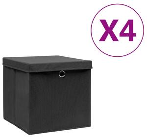 Úložné boxy s víky 4 ks 28 x 28 x 28 cm černé