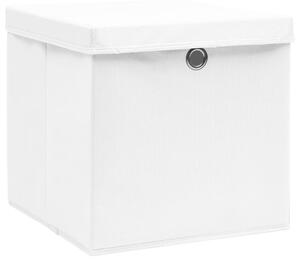 Úložné boxy s víky 10 ks 28 x 28 x 28 cm bílé
