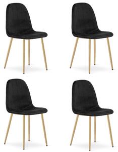 Židle – Leobert – Padva – černý samet/dubové nohy – 44,5 × 53 × 87 cm – sada 4 ks