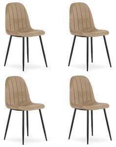 Židle – Leobert – Padva – hnědý samet/černé nohy – 44,5 × 53 × 87 cm – sada 4 ks