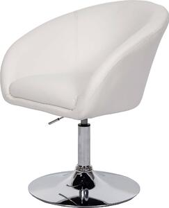 Jídelní židle HWC-F19, kuchyňská židle otočná židle lounge chair, otočná výškově nastavitelná Imitace kůže bílá