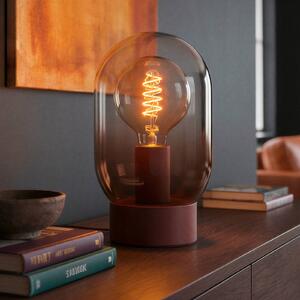 EGLO Stolní lampa Lequile, hnědá, sklo, kov, E27, výška 25,7 cm, Červená, Obývací pokoj / jídelna, Sklo