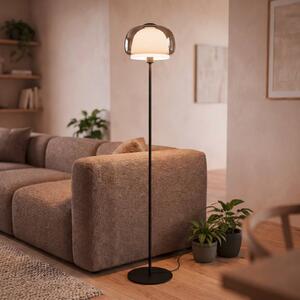 EGLO Stojací lampa Belomontejo, černá s průhlednými prvky, sklo, ocel, E27, Hliník / šedá / zinek, Obývací pokoj / jídelna, kov, Young lifestyle