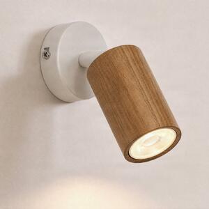 Luminex Nástěnné bodové svítidlo Nisse, bílé, hloubka 18 cm, 1 světlo, dřevo/kov, stmívatelný, Bílá / opál, Obývací pokoj / jídelna, Dřevo, Nástěnné bodové svítidlo