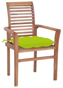 Jídelní židle 4 ks jasně zelené podušky masivní teak