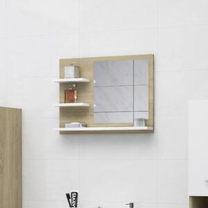 Koupelnové zrcadlo bílé a dub sonoma 60x10,5x45 cm dřevotříska