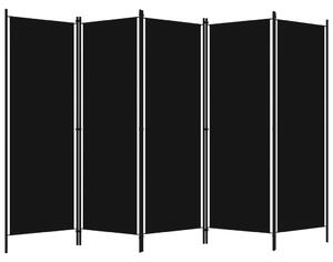 5dílný paraván černý 250 x 180 cm