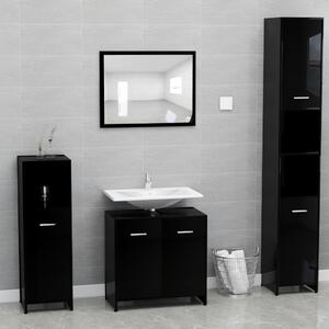 Set koupelnového nábytku černý s vysokým leskem dřevotříska