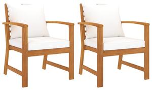 Zahradní židle 2 ks krémové podušky masivní akáciové dřevo