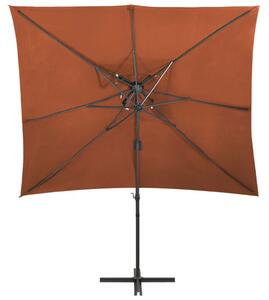 Konzolový slunečník s dvojitou stříškou terakota 250 x 250 cm