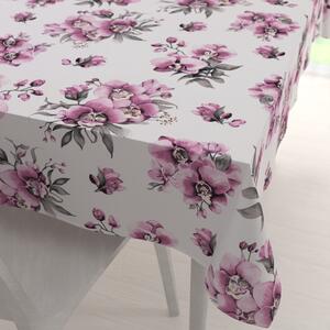 Biante Bavlněný obdélníkový ubrus Sandra SA-623 Lila orchideje na bílém 50x100 cm