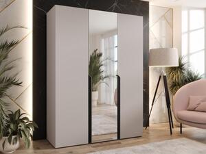 Šatní skříň se zrcadlem Frokow 2 150 cm, Barva: kašmír / kašmír + černá 5903211483479