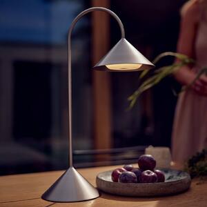 FRANDSEN LED stolní lampa na baterie Grasp, nerezová ocel, výška 47 cm, stmívatelný, Hliník / šedá / zinek, Nerezová ocel, Design