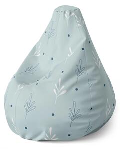 Sablio Sedací vak Pear Modré a bílé lístky - 70 x 95 x 15 cm