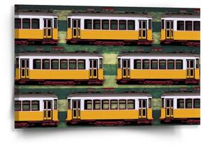 Sablio Obraz Lisabonské historické tramvaje Zelený Pattern - 60x40 cm