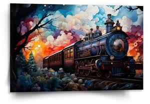 Sablio Obraz Parní lokomotiva v kouzelné krajině - 120x80 cm