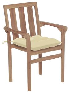 Zahradní židle 2 ks krémově bílé podušky masivní teakové dřevo