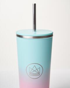 Designový nerez pohár, 710ml, Neon Kactus, tyrkysovo/růžový