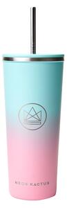 Designový nerez pohár, 710 ml, Neon Kactus, tyrkysovo-růžový