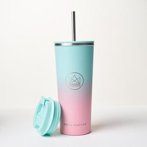 Designový nerez pohár, 710ml, Neon Kactus, tyrkysovo/růžový