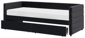 Denní postel s úložným prostorem MARRAY Umělý samet Černá 90 x 200 cm