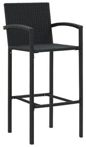 Barové stoličky 2 ks černé polyratan