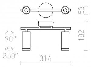 RED R12503 BOGARD II nástěnná matná černá 230V LED 2x5W 40° 3000K - RED - DESIGN RENDL